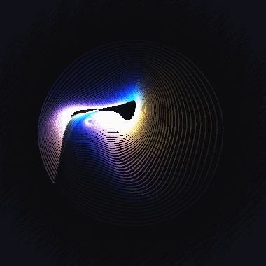 Animation: rings of a line contracting and replaying, fading behind